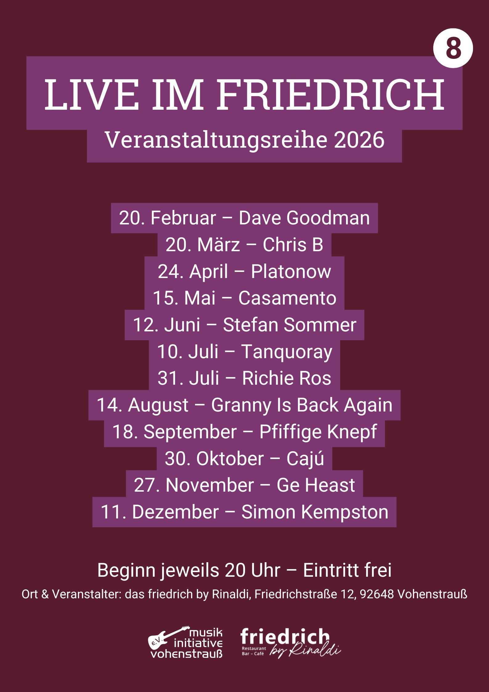 Poster Live im Friedrich 2026